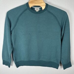 LL Bean Sweater Mens Size XL Teal CoolMax Thermal Knit Stretch Outdoor Preppy